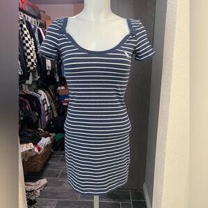 Abercrombie & Fitch Blue & White Striped Cute Stretch Dress